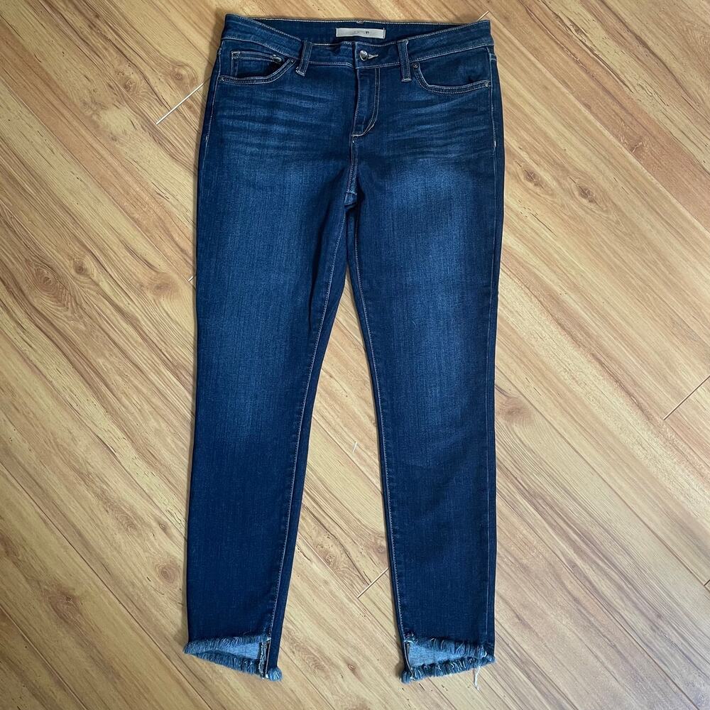 Joes Jeans Women's Size 29 Mid-Rise Skinny Ankle Blue stretch slant raw hem
